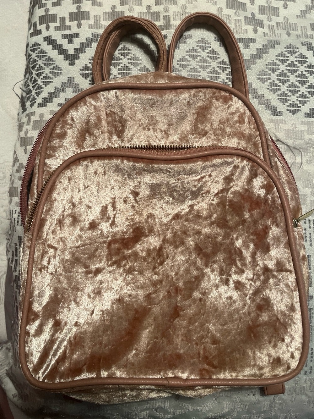 Plush Velvet Backpack - Rose Gold